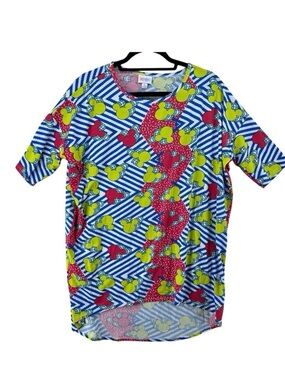 Disney Lularoe Irma Tee abstract 90s striped print women’s size medium